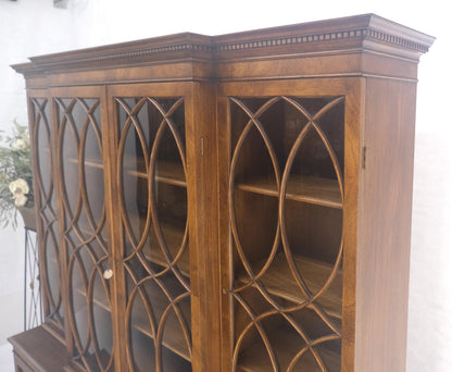 EstablishedLines Large Wide Mahogany Individual Bubble Glass Panes Doors Breakfront China Cabinet