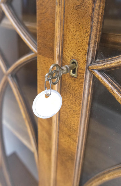 EstablishedLines Large Wide Mahogany Individual Bubble Glass Panes Doors Breakfront China Cabinet