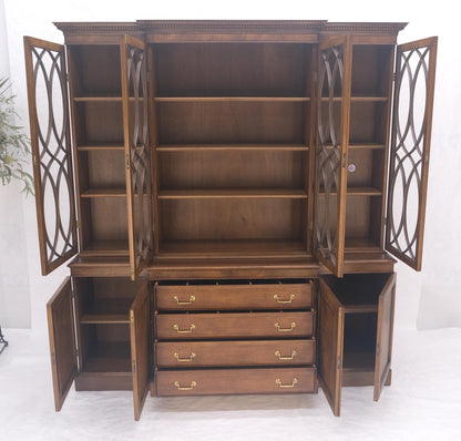 EstablishedLines Large Wide Mahogany Individual Bubble Glass Panes Doors Breakfront China Cabinet
