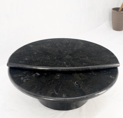 EstablishedLines Swivel Adjustable Round Top Black Tessellated Marble Coffee Table MINT!