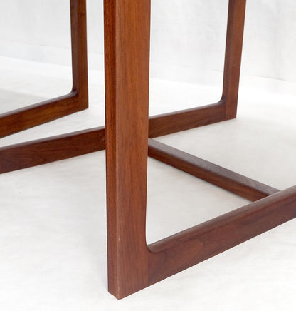 EstablishedLines Pair of Mid Century Modern Solid Oil Walnut c1970s Brass Tops Side End Tables