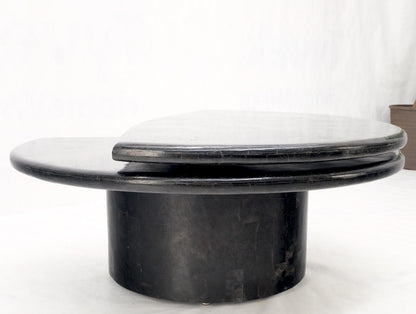EstablishedLines Swivel Adjustable Round Top Black Tessellated Marble Coffee Table MINT!