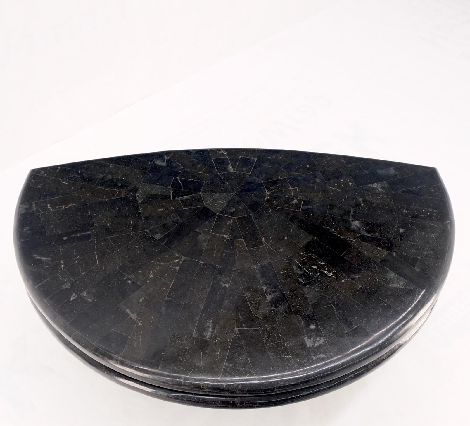 EstablishedLines Swivel Adjustable Round Top Black Tessellated Marble Coffee Table MINT!