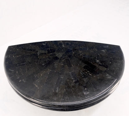 EstablishedLines Swivel Adjustable Round Top Black Tessellated Marble Coffee Table MINT!