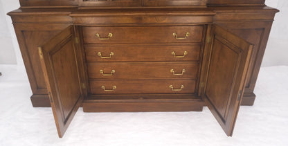 EstablishedLines Large Wide Mahogany Individual Bubble Glass Panes Doors Breakfront China Cabinet