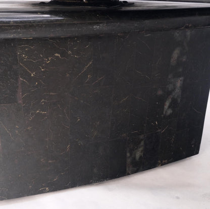 EstablishedLines Swivel Adjustable Round Top Black Tessellated Marble Coffee Table MINT!