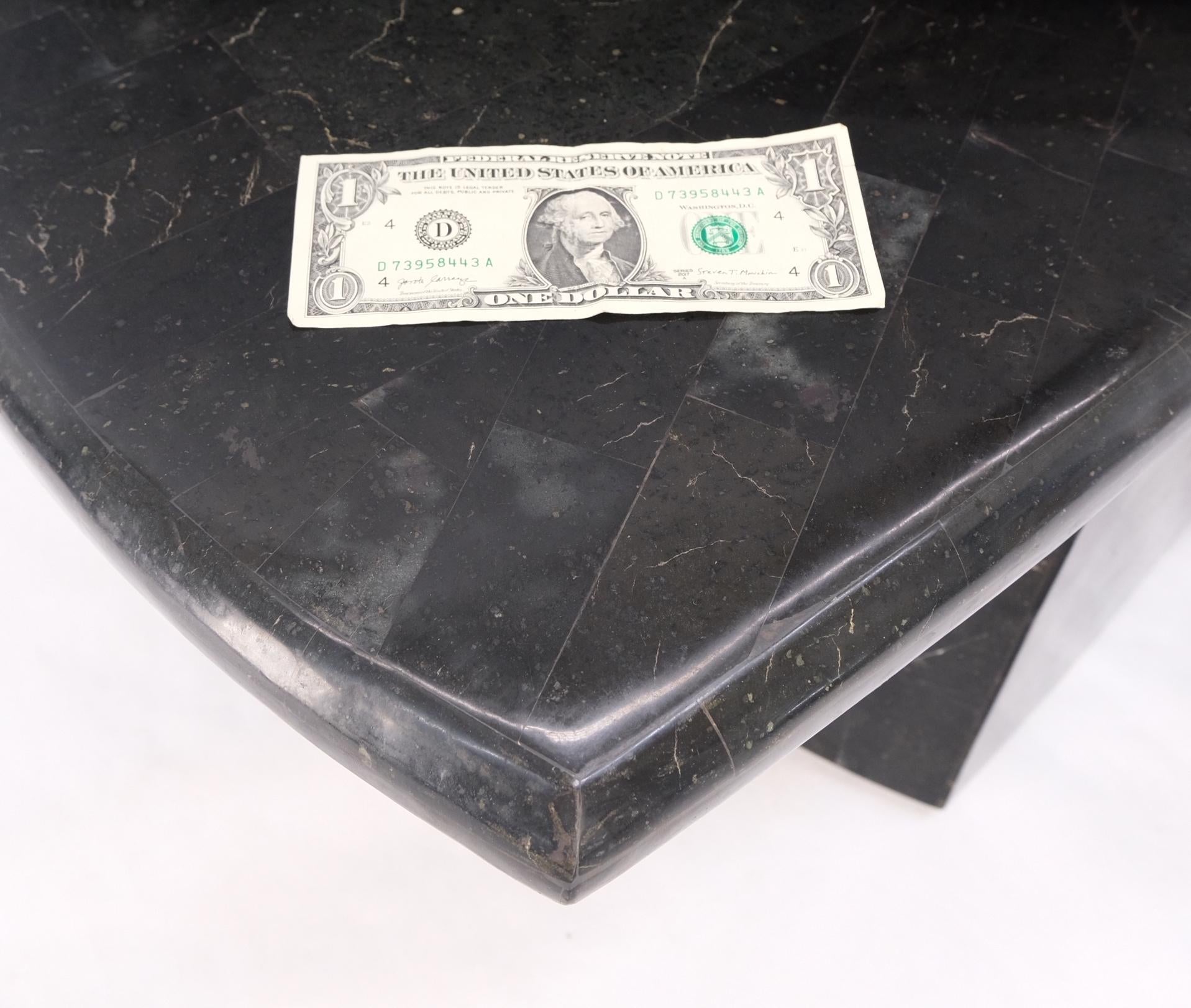 EstablishedLines Swivel Adjustable Round Top Black Tessellated Marble Coffee Table MINT!