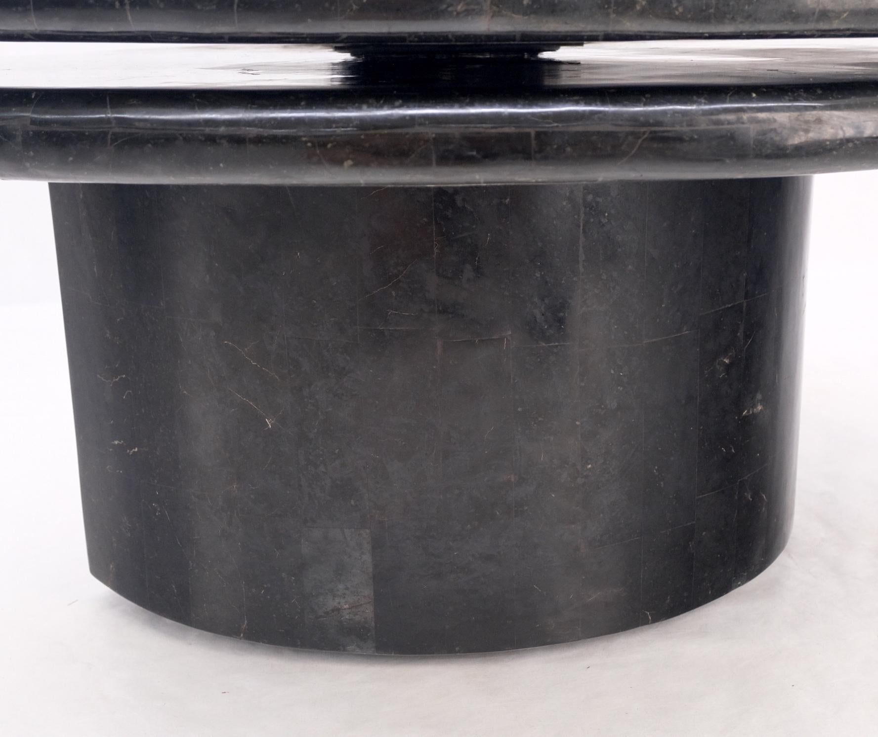 EstablishedLines Swivel Adjustable Round Top Black Tessellated Marble Coffee Table MINT!
