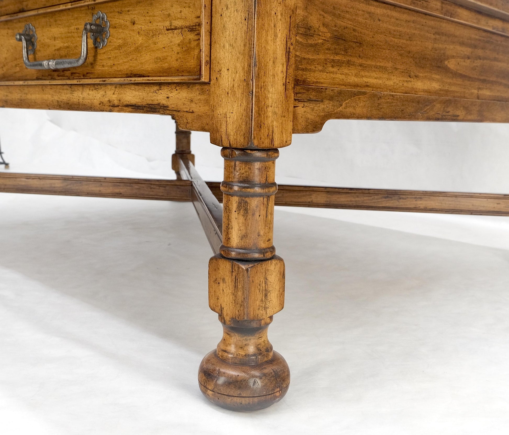 EstablishedLines Large Spanish Colonial Style Showcase Glass Top Coffee Table on X Base MINT!