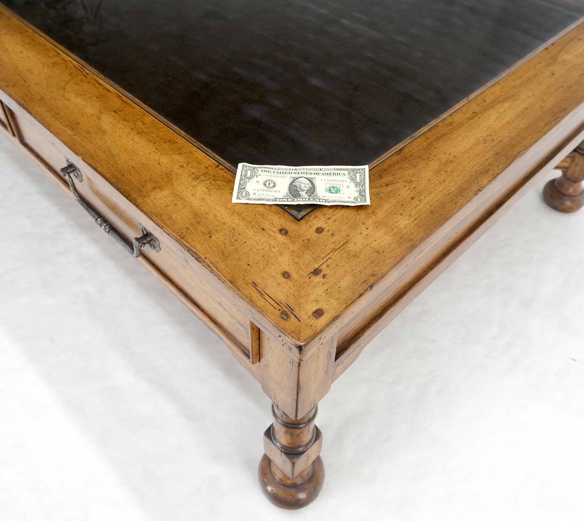 EstablishedLines Large Spanish Colonial Style Showcase Glass Top Coffee Table on X Base MINT!