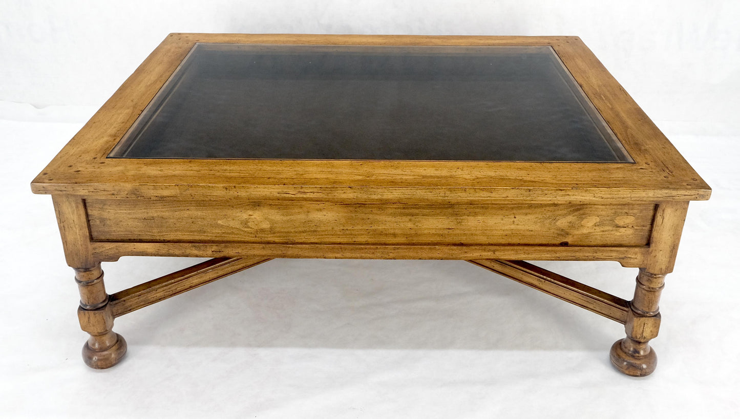 EstablishedLines Large Spanish Colonial Style Showcase Glass Top Coffee Table on X Base MINT!