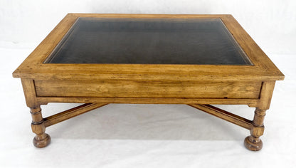 EstablishedLines Large Spanish Colonial Style Showcase Glass Top Coffee Table on X Base MINT!
