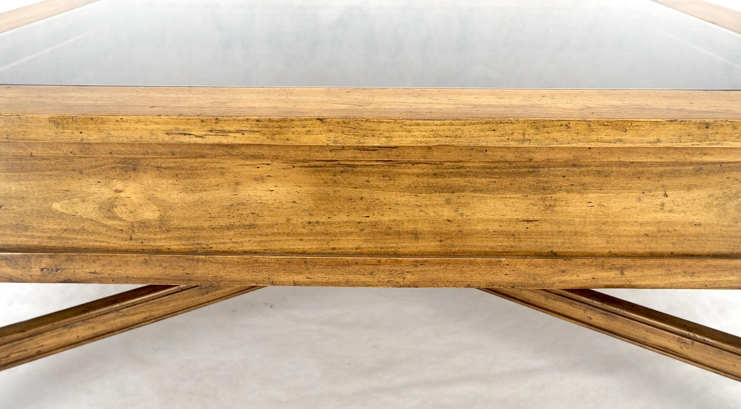 EstablishedLines Large Spanish Colonial Style Showcase Glass Top Coffee Table on X Base MINT!