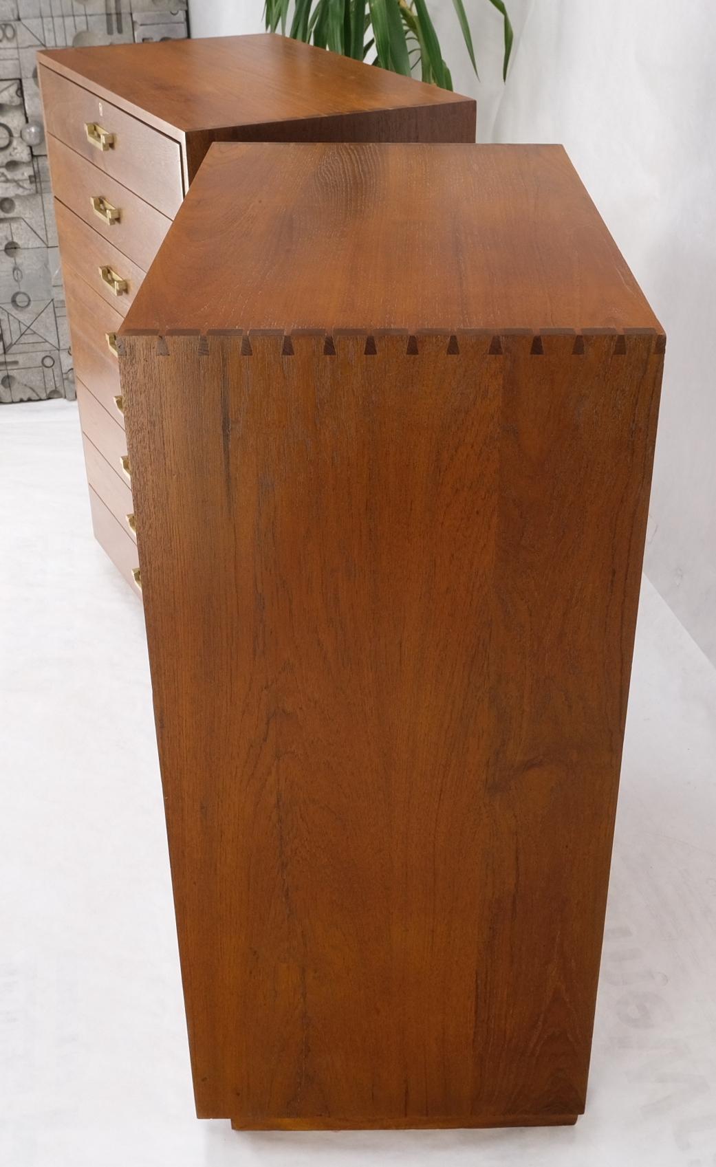 EstablishedLines Pair Tall 8 Drawers Studio Made Solid Teak Dovetail Joints Chests Dressers MINT