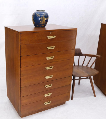 EstablishedLines Pair Tall 8 Drawers Studio Made Solid Teak Dovetail Joints Chests Dressers MINT