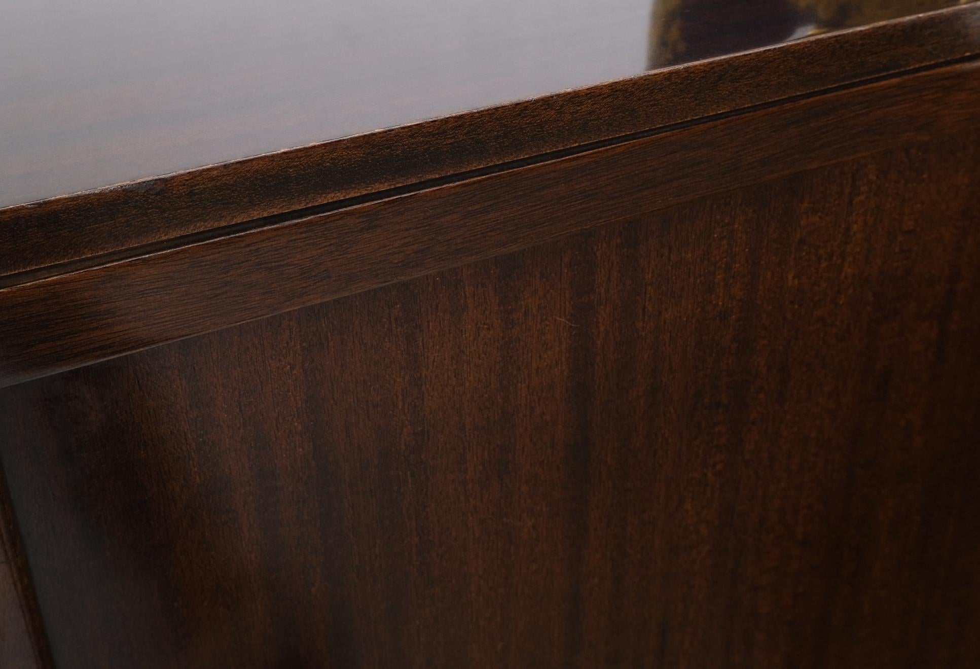 EstablishedLines Espresso Harvey Probber Sliding Doors Compartment 12 Drawers Credenza Dresser