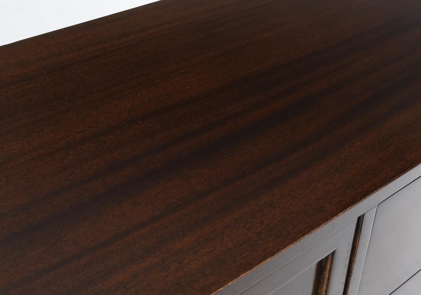 EstablishedLines Espresso Harvey Probber Sliding Doors Compartment 12 Drawers Credenza Dresser