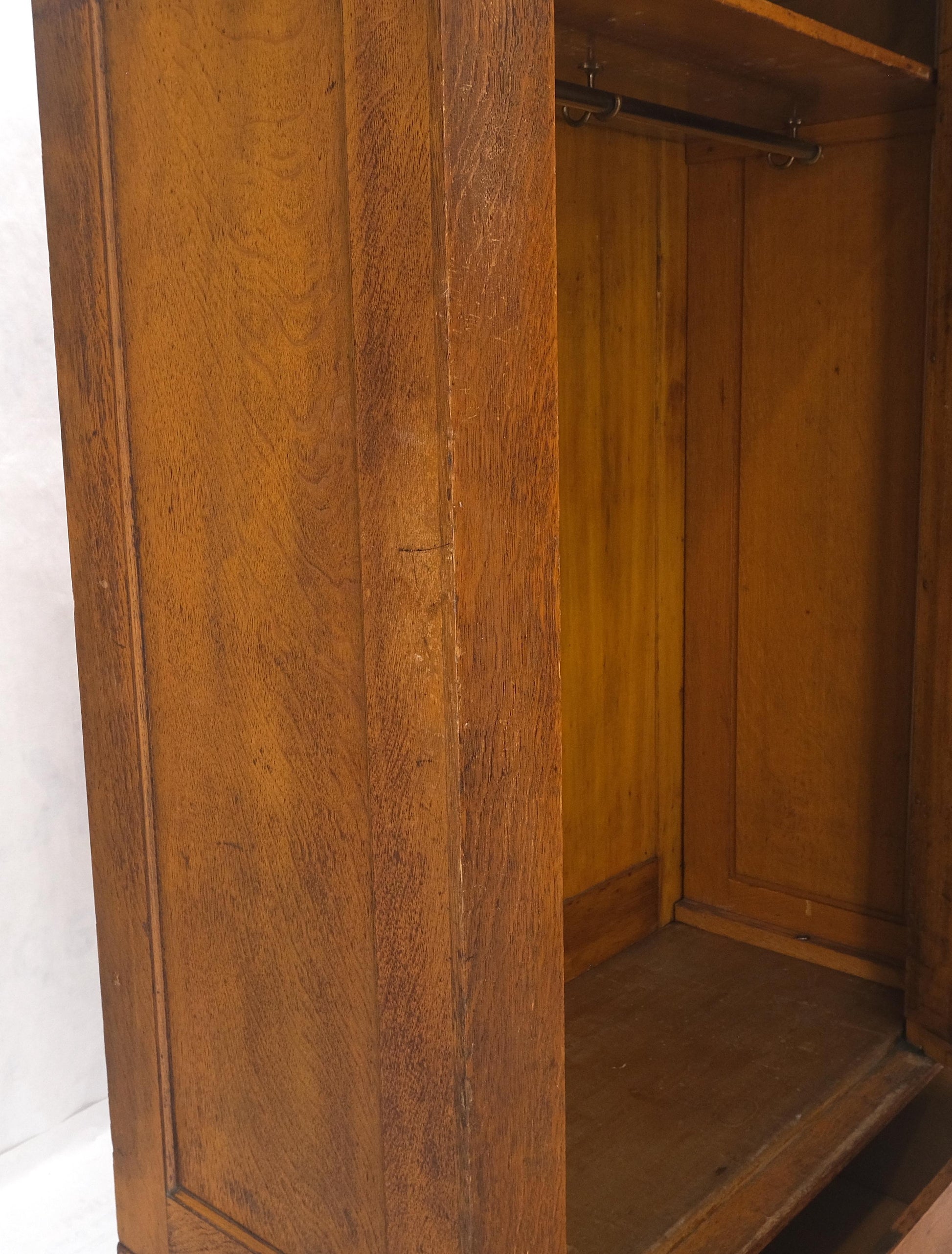 EstablishedLines Solid Oak Massive Arts & Crafts One Door Armoire Wardrobe Large Beveled Mirror