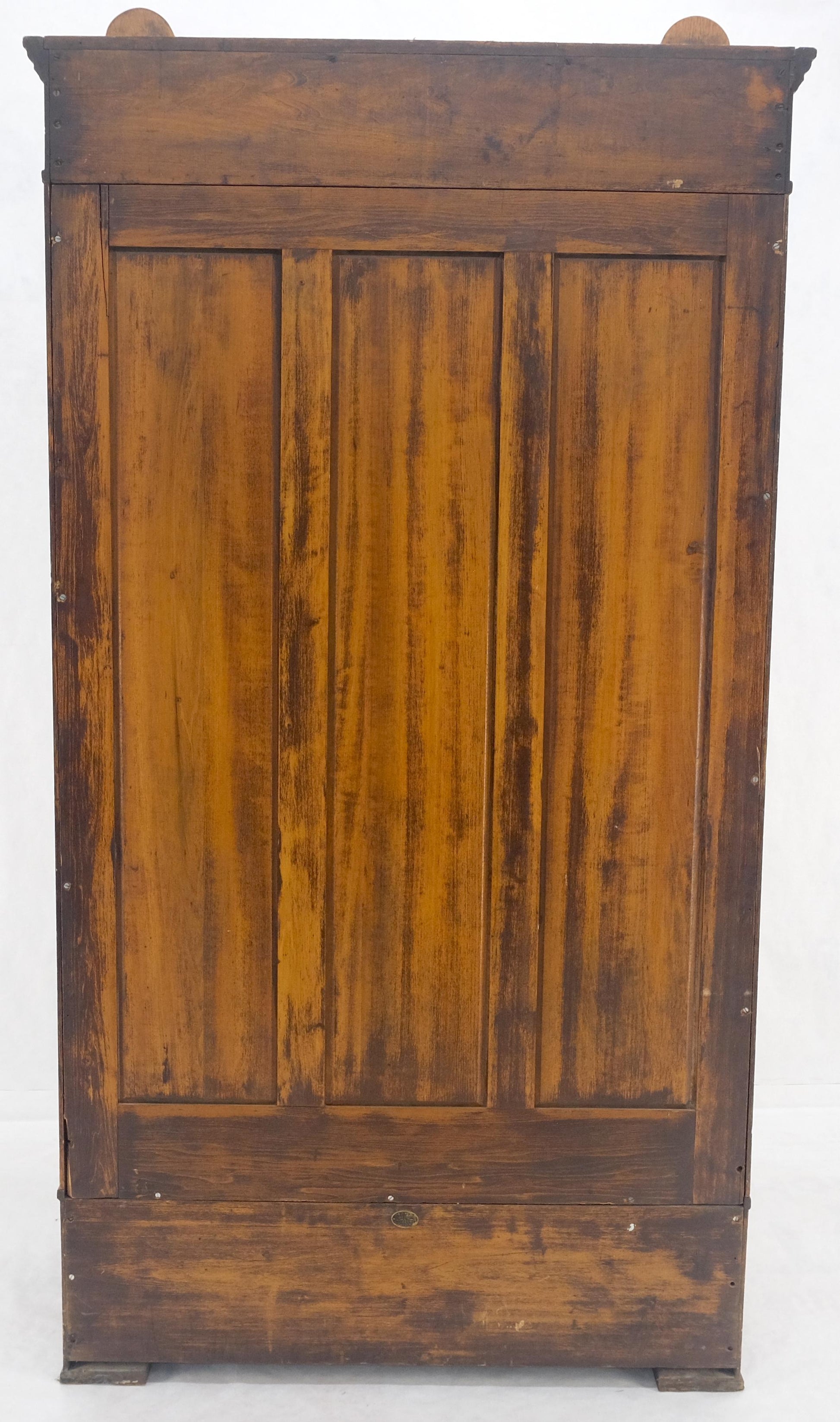 EstablishedLines Solid Oak Massive Arts & Crafts One Door Armoire Wardrobe Large Beveled Mirror