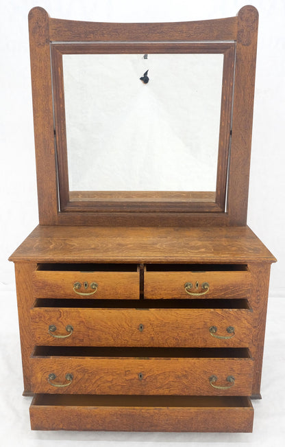 Massive Solid Oak Arts & Crafts 4 Drawers Dresser w/ Swivel Mirror