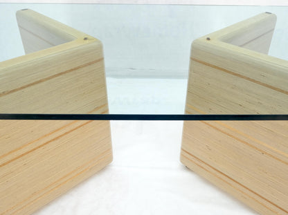 Heavy Layered & Milled Plywood Mid Century V Shape Base 3/4" Glass Top Rectangle