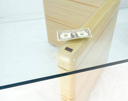 EstablishedLines Heavy Layered & Milled Plywood Mid Century V Shape Base 3/4" Glass Top Rectangle