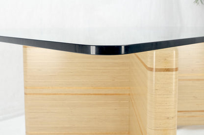 EstablishedLines Heavy Layered & Milled Plywood Mid Century V Shape Base 3/4" Glass Top Rectangle