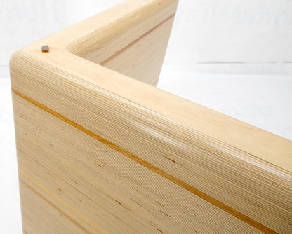 EstablishedLines Heavy Layered & Milled Plywood Mid Century V Shape Base 3/4" Glass Top Rectangle