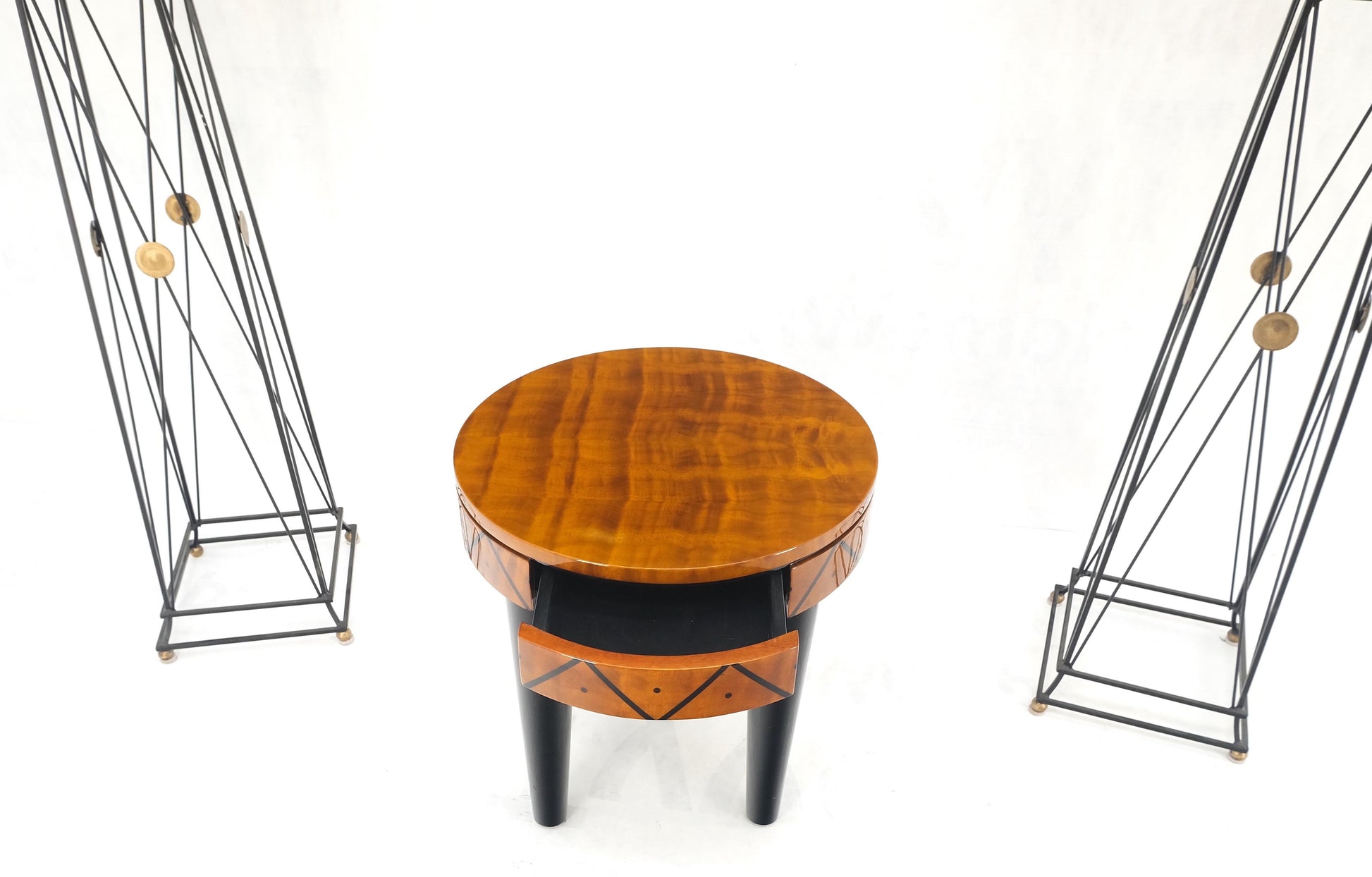 EstablishedLines Signed Enrique Garcel Laquered Tri Legged Side End Table Stand One Drawer Mint!