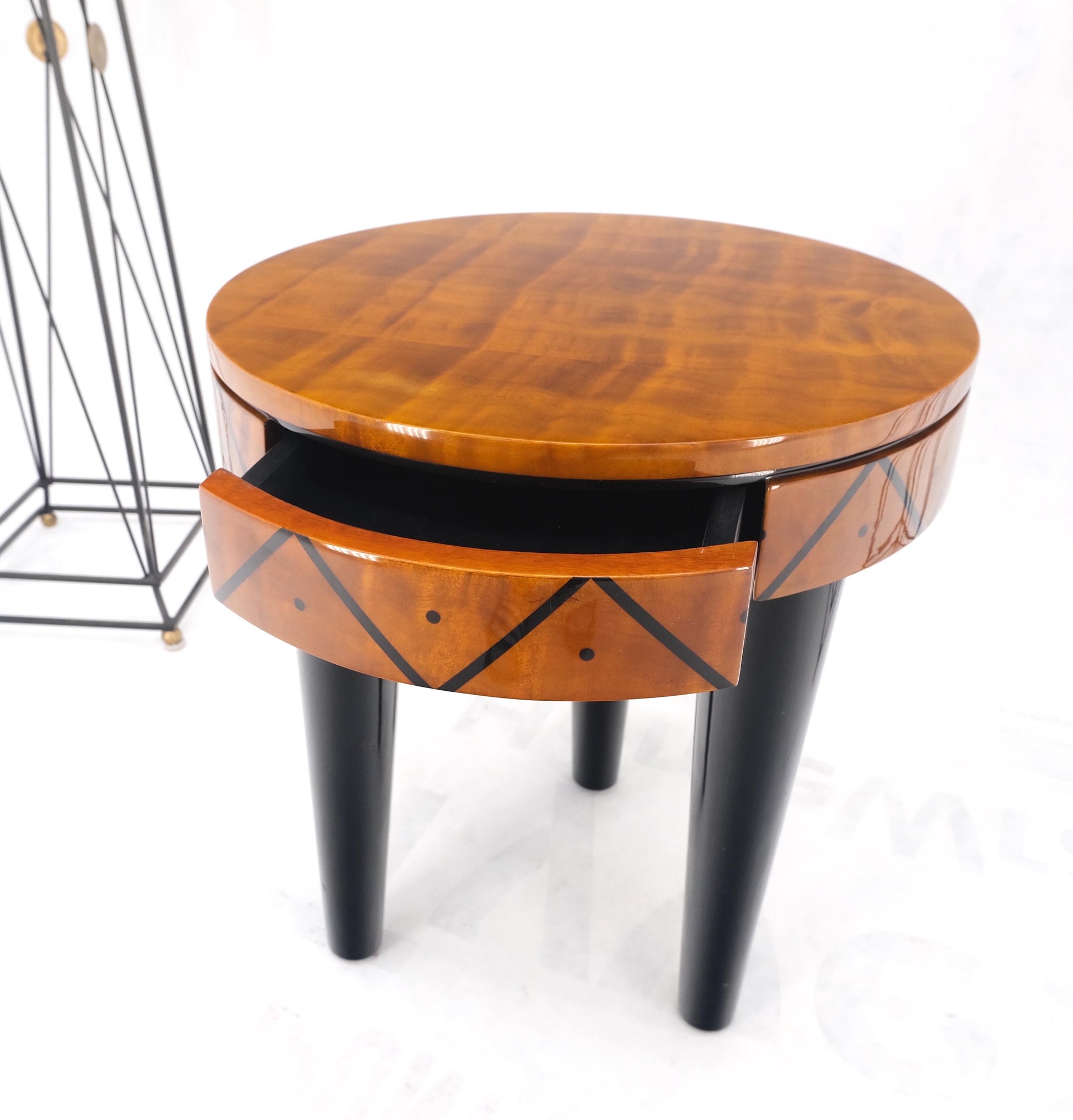EstablishedLines Signed Enrique Garcel Laquered Tri Legged Side End Table Stand One Drawer Mint!