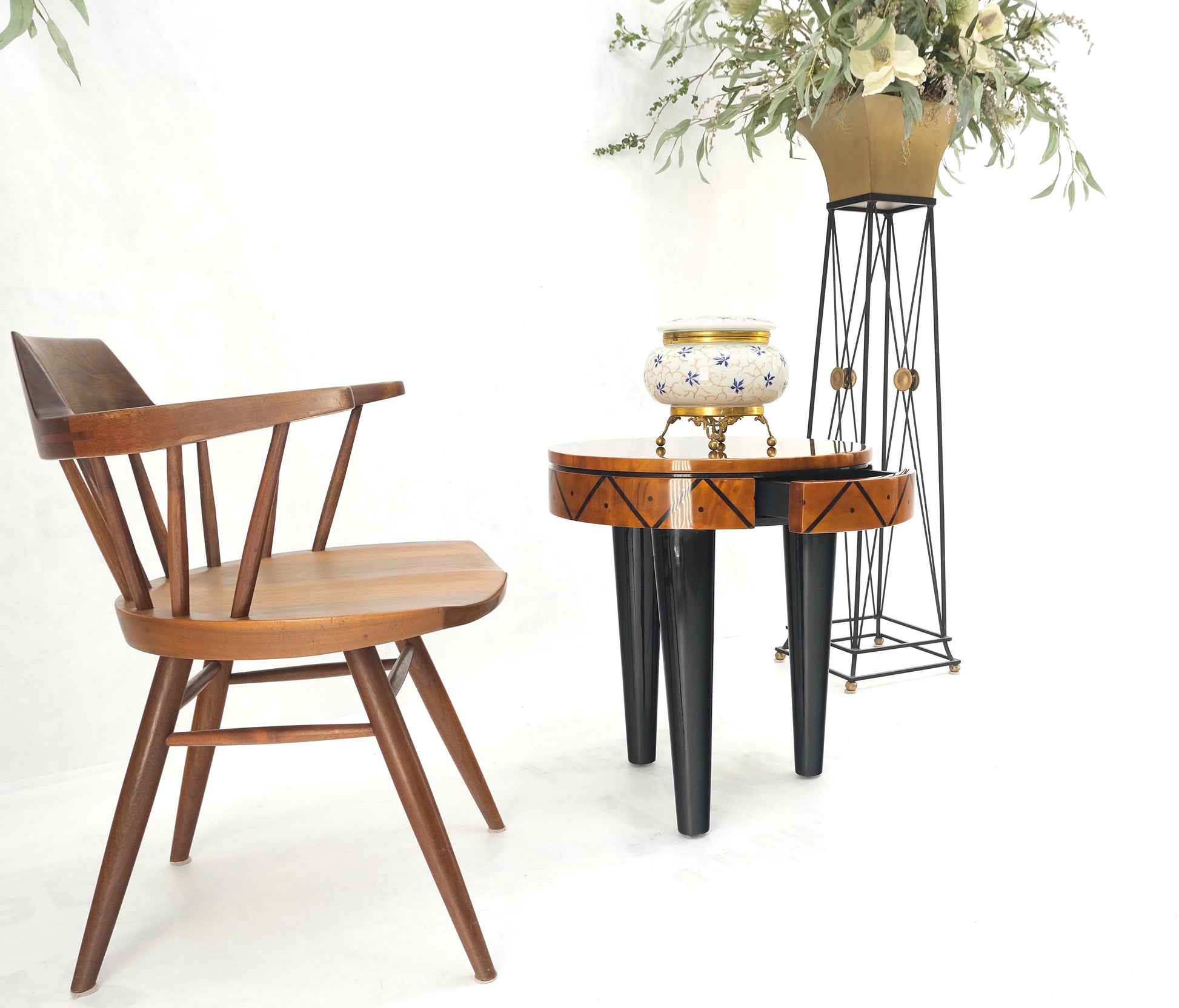 EstablishedLines Signed Enrique Garcel Laquered Tri Legged Side End Table Stand One Drawer Mint!