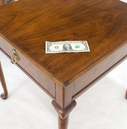 EstablishedLines Baker Burl Wood Walnut Brass Drop Ring Pulls One Drawer Nightstands End Tables