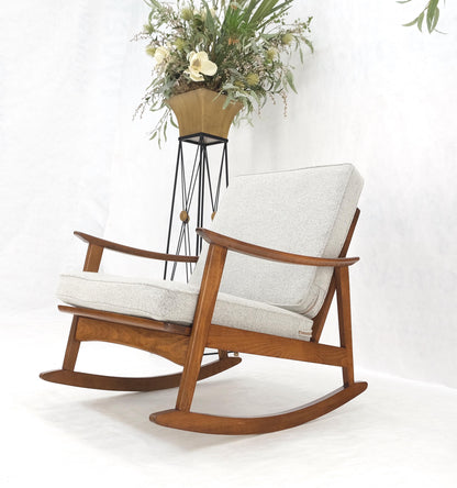 EstablishedLines Danish Mid-Century Modern New Grey Wool Upholstery Rocking Lounge Chair Mint!