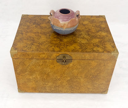 EstablishedLines Faux Tortoise Finish Hand Painted Decorated Campaign Style Trunk Box MINT