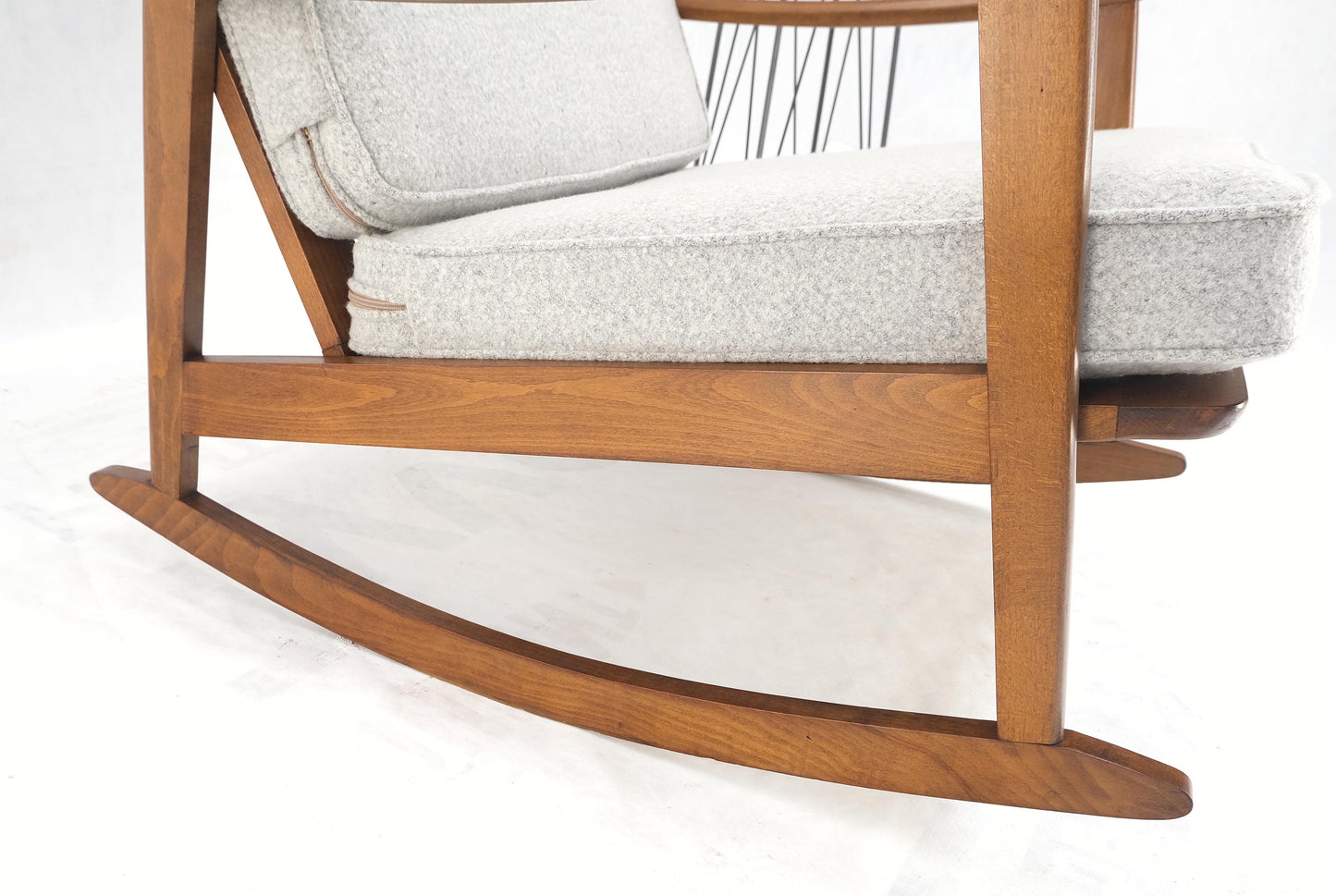 EstablishedLines Danish Mid-Century Modern New Grey Wool Upholstery Rocking Lounge Chair Mint!