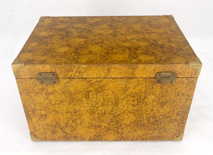 EstablishedLines Faux Tortoise Finish Hand Painted Decorated Campaign Style Trunk Box MINT