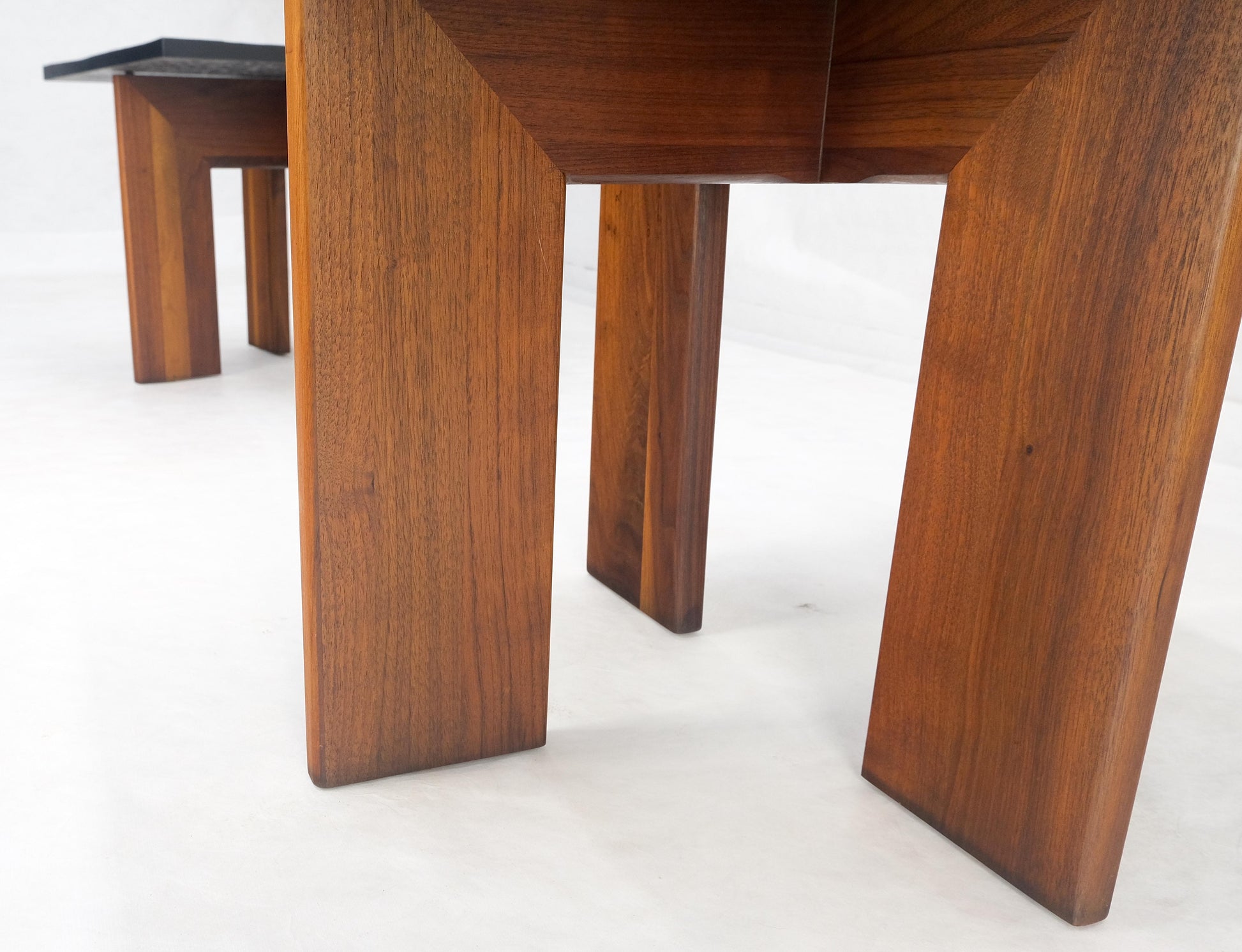EstablishedLines Pair of Adrian Pearsall Walnut Bases Slate Like Tops End Side Tables Stands MINT