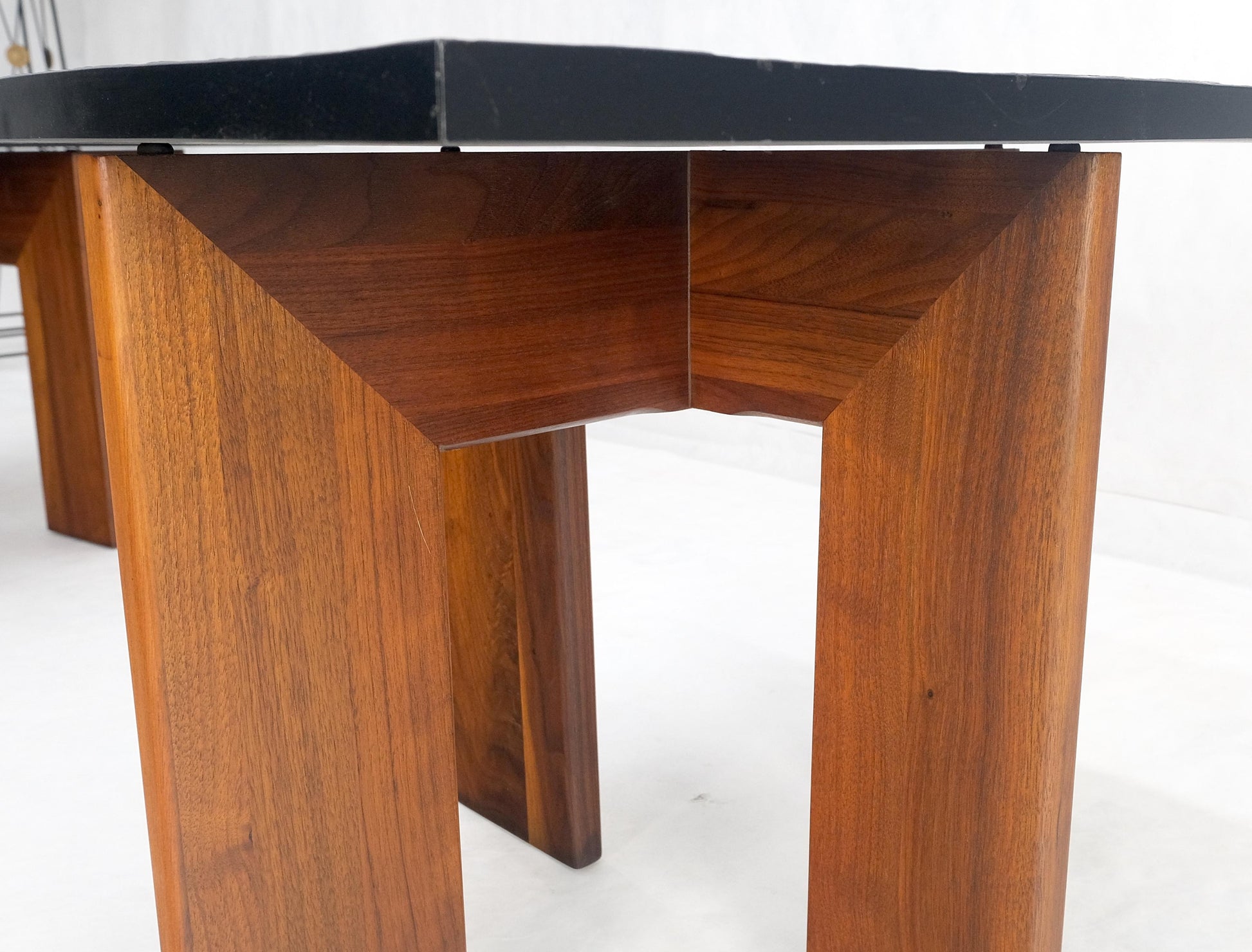 EstablishedLines Pair of Adrian Pearsall Walnut Bases Slate Like Tops End Side Tables Stands MINT