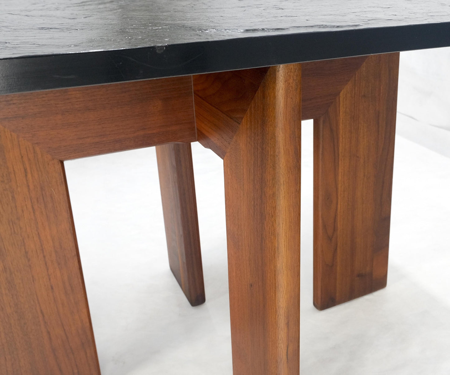 EstablishedLines Pair of Adrian Pearsall Walnut Bases Slate Like Tops End Side Tables Stands MINT