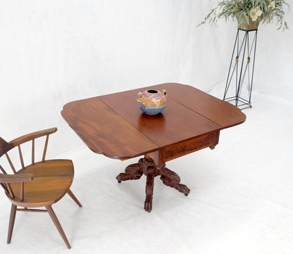 EstablishedLines Solid Mahogany Heavily Fine Carved Base Folding Drop Leaf Pembroke Table MINT!