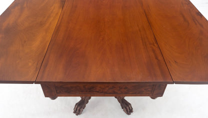 EstablishedLines Solid Mahogany Heavily Fine Carved Base Folding Drop Leaf Pembroke Table MINT!