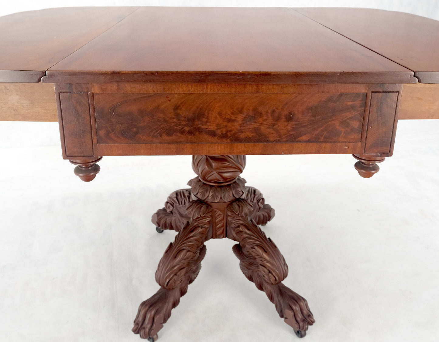EstablishedLines Solid Mahogany Heavily Fine Carved Base Folding Drop Leaf Pembroke Table MINT!
