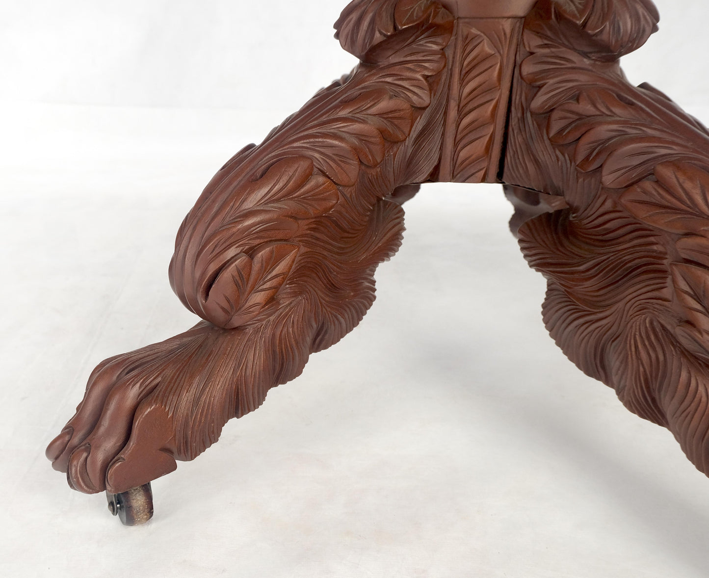 EstablishedLines Solid Mahogany Heavily Fine Carved Base Folding Drop Leaf Pembroke Table MINT!