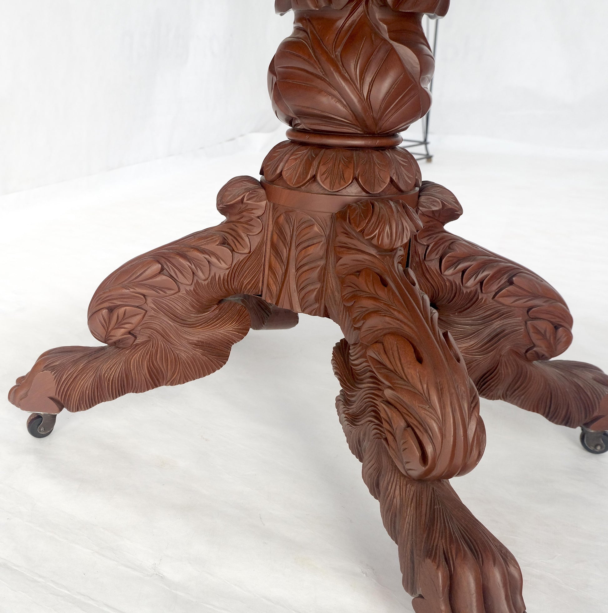 EstablishedLines Solid Mahogany Heavily Fine Carved Base Folding Drop Leaf Pembroke Table MINT!