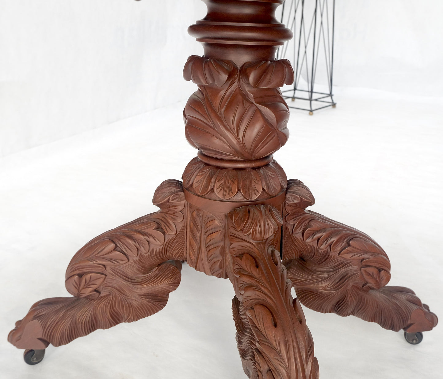 EstablishedLines Solid Mahogany Heavily Fine Carved Base Folding Drop Leaf Pembroke Table MINT!
