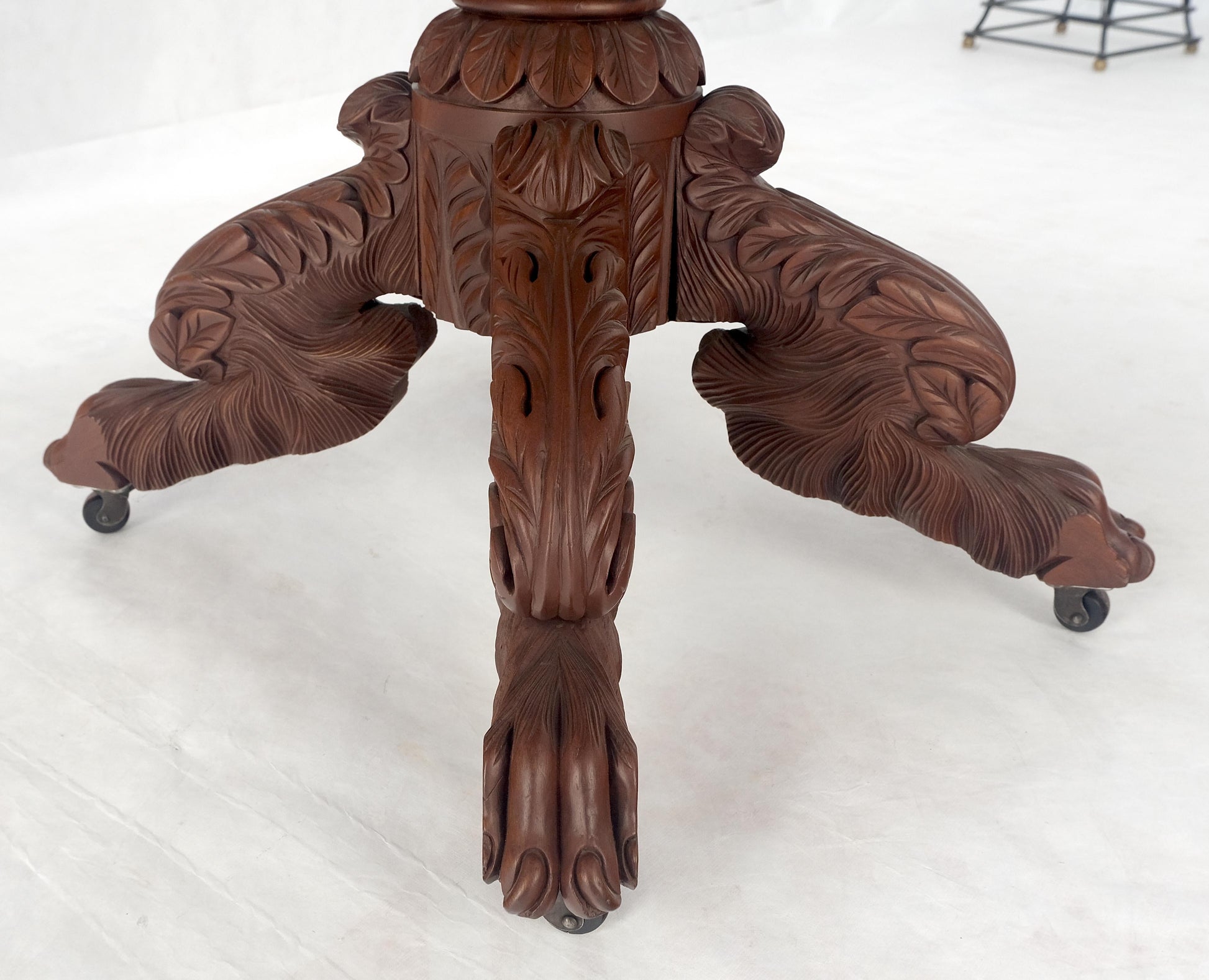 EstablishedLines Solid Mahogany Heavily Fine Carved Base Folding Drop Leaf Pembroke Table MINT!