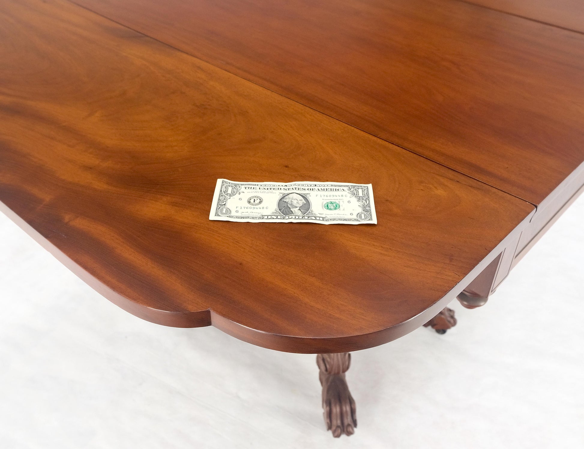 EstablishedLines Solid Mahogany Heavily Fine Carved Base Folding Drop Leaf Pembroke Table MINT!