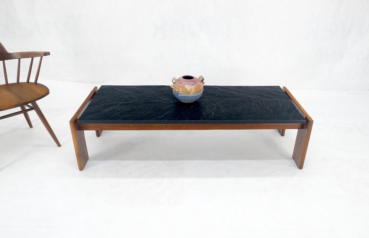 EstablishedLines Adrian Pearsall Solid Walnut Slate Like Top 5' Long Rectangle Coffee Table MINT!