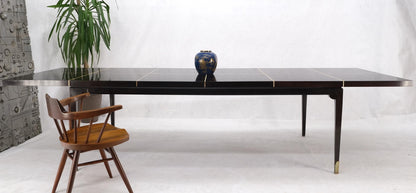 EstablishedLines Large Tommi Parzinger Lacquered Mahogany Brass Feet Tapered Legs Dining Table