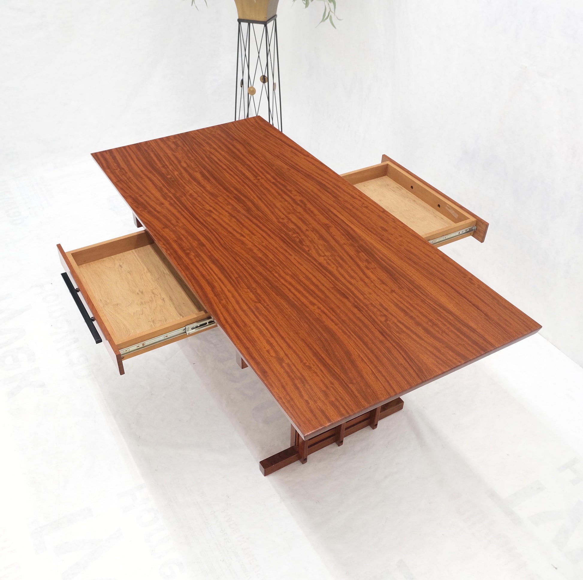 EstablishedLines All Solid Teak Top and Base Architectural Studio Made Partners Desk Mint!